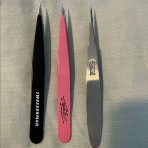 3 Tweezerman pointed tweezers full size